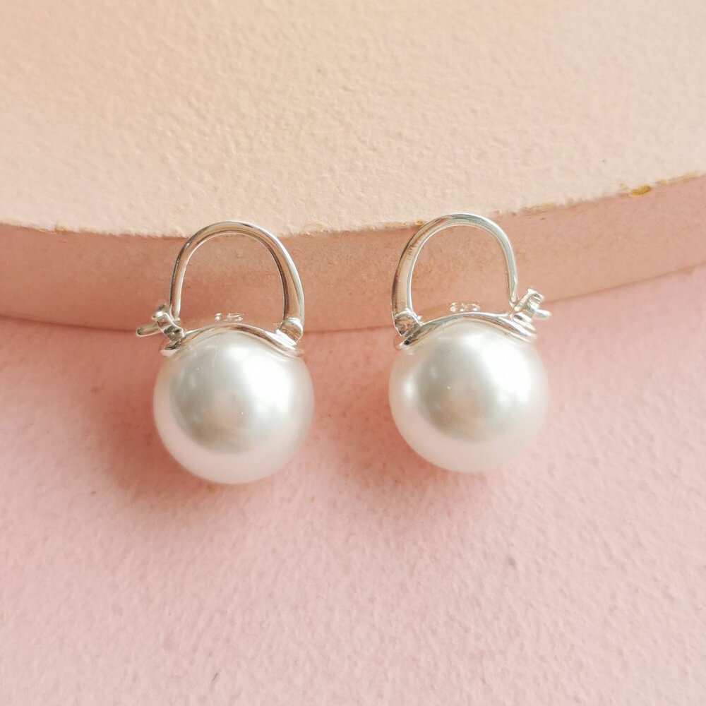 Alicia Bonnie - Blanche White Pearl Silver Earrings - NEW